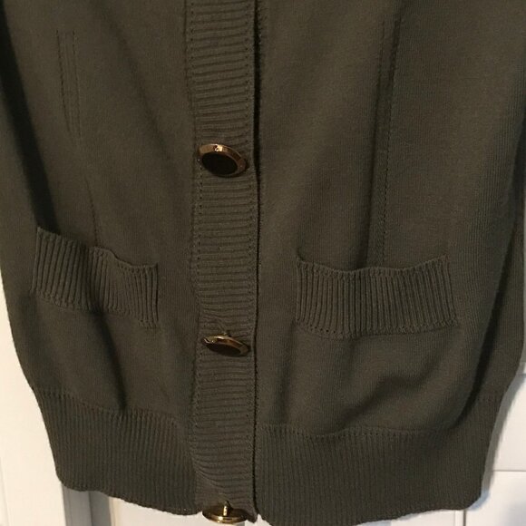 Milly dark green button down cardigan sweater, S - Picture 2 of 6